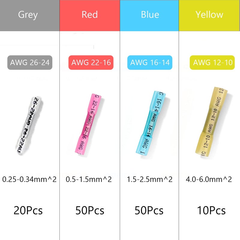 Inscool 130pcs Heat Shrink Butt Connector, Waterproof Crimp Electrical Wire Connector, Butt Splice Terminal Best for Repair and Maintenance. Suitable for Automotive, Decoration Wiring, Marine Wire Joint - Image 2